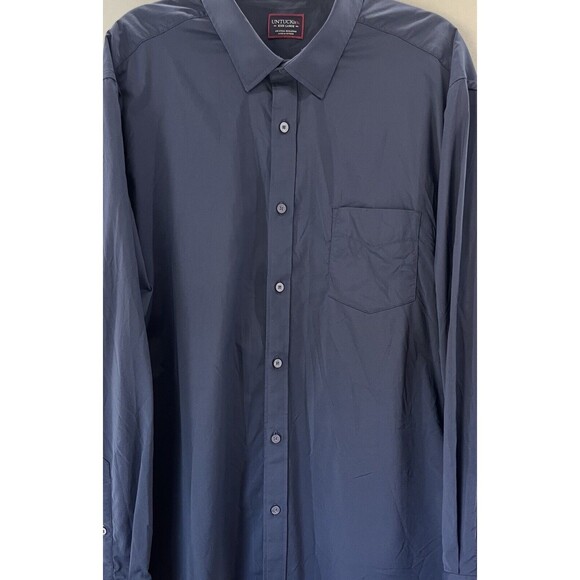 Men’s Button Up Long Sleeve UNTUCKit Navy Blue Lightweight Size XXXL 3XL‎ - Picture 2 of 5